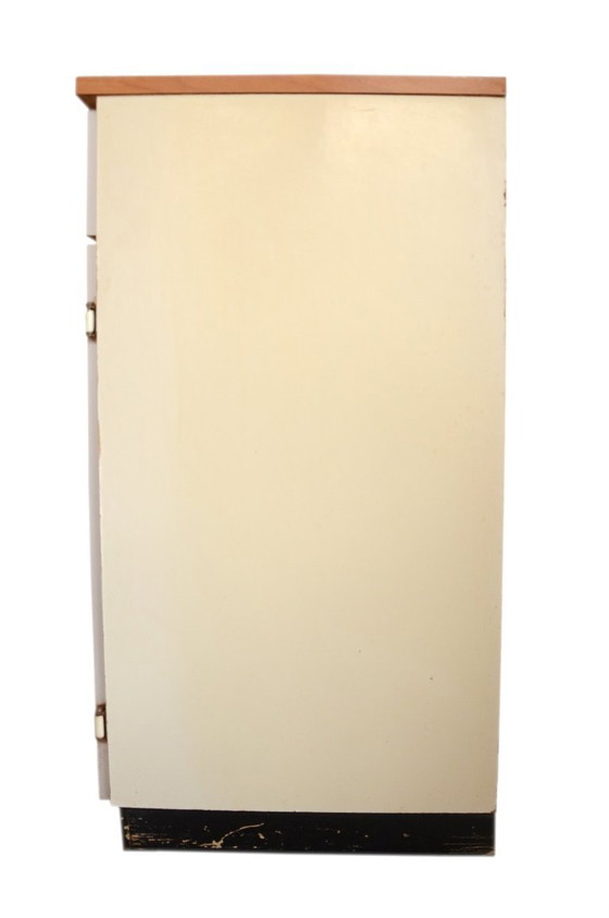 Low Formica cabinet, white with wooden top, W80xD45cmxH80.5cm – Metal (photo 7 of 10)