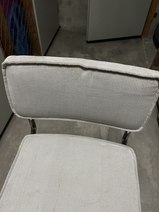 Image 1 of 6 Light Gray Ribbed Fabric Chairs with Chrome Tubular Frame