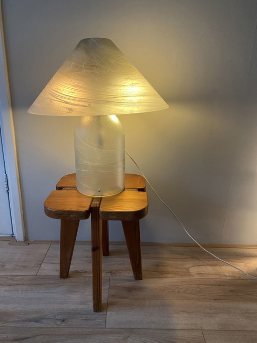 Vintage Murano Peill & Putzler mushroom white-grey clouded glass table lamp