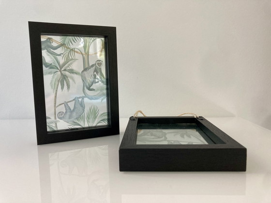 Image 1 of Modernes Diptychon einer Dschungellandschaft auf Glas