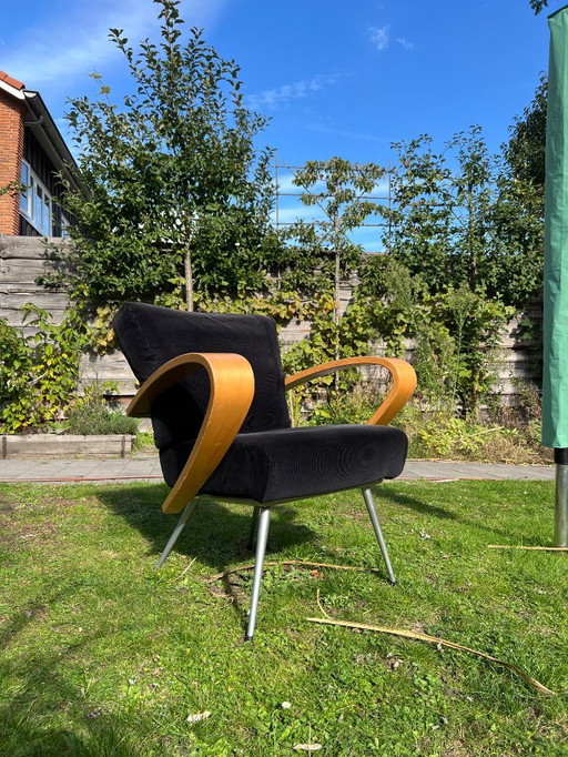 Poltrona Harvink in tessuto a coste nero