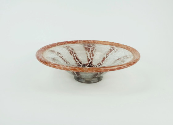Image 1 of Ciotola in vetro Art Deco Ikora di WMF Karl Wiedmann, anni &#39;30, arancione e rosso scuro