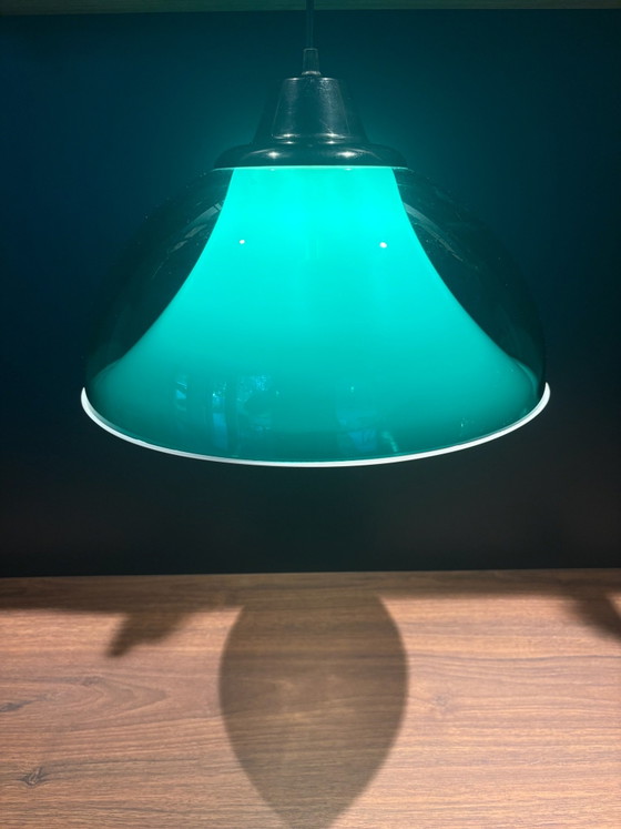 Massive lampe à suspension verte vintage – Plastique (photo 2 of 9)