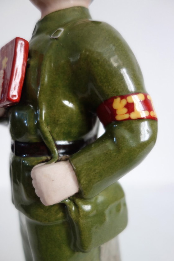 Image 1 of Chinese Porcelain Biscuit Soldier Figurine Statue - Cultural Revolution #1