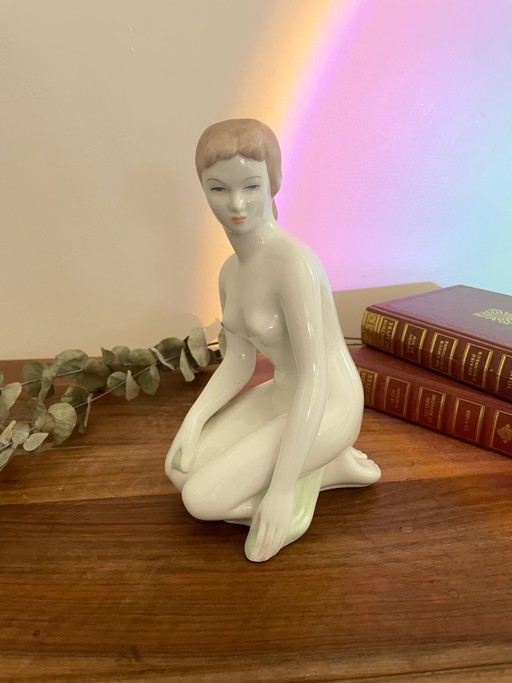 Nude Lady Porcelain Sculpture Aquincum Hungary