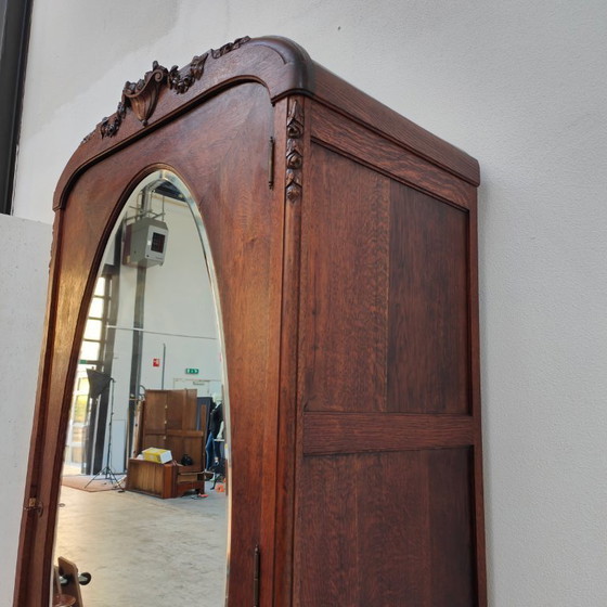 Image 1 of Antieke Vintage kledingkast garderobekast spiegelkast demontabel