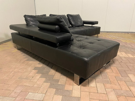 Image 1 of Black Montel Real Leather Corner Sofa