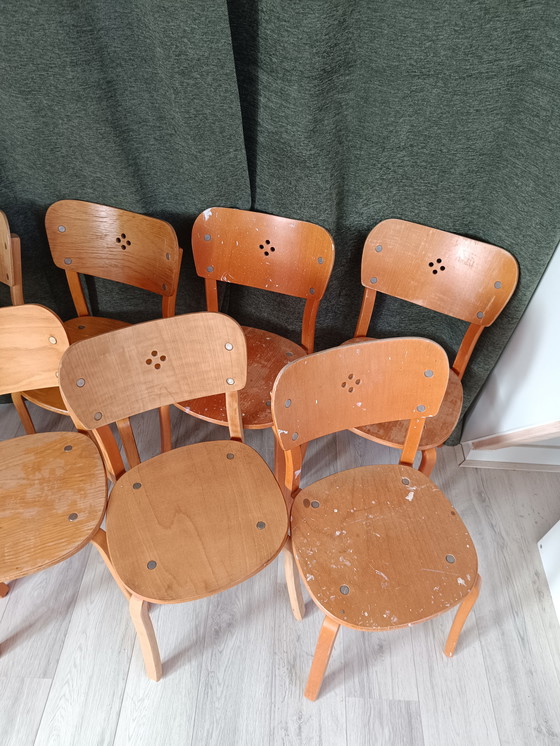Image 1 of 8 sedie da caffè in legno curvato di betulla Aalto
