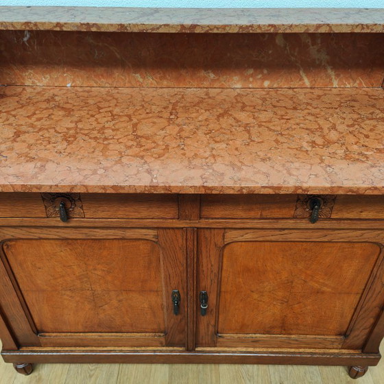 Image 1 of Cassettiera antica vintage, mobile da bagno con piano in marmo