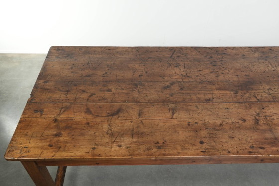 Image 1 of Franse antieke boeren eettafel uit de 19e eeuw van grenenhout