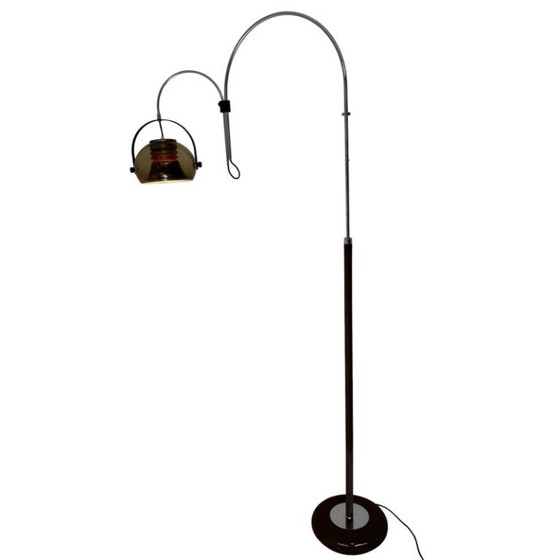 Image 1 of Dijkstra - Zeldzaam model - Space Age Design / MCM Vloerlamp met twee bogen - Gerookt Acryl