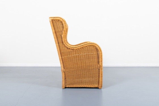 Image 1 of Vintage Italiaanse design fauteuil van riet