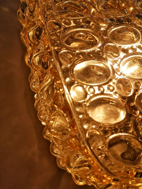 Image 1 of Original Mid Century Bubble Glas Wandlampe Limburg A670 Amber Bernstein Space Age 60er 70er Tynell-Ära
