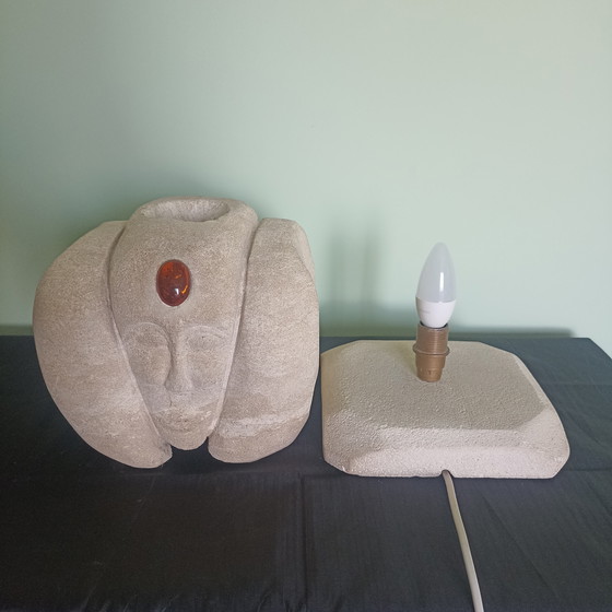 Image 1 of Brutalist table lamp, light sculpture. A unique piece.