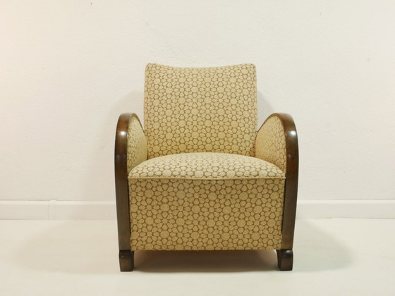 Image 1 of Poltrona vintage, anni '60, modello Mid-Century, rivestimento color crema-marrone, Germania