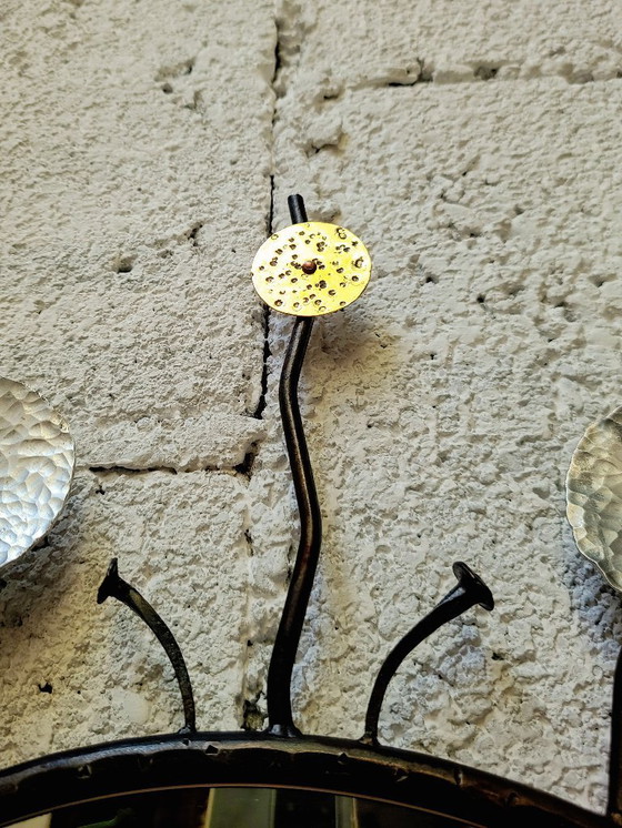 Image 1 of Handgemaakte zonnespiegel - uniek stuk ijzer messing aluminium