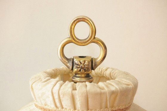 Image 1 of Tafellamp massief messing franjes 76cm jaren 1970 vintage