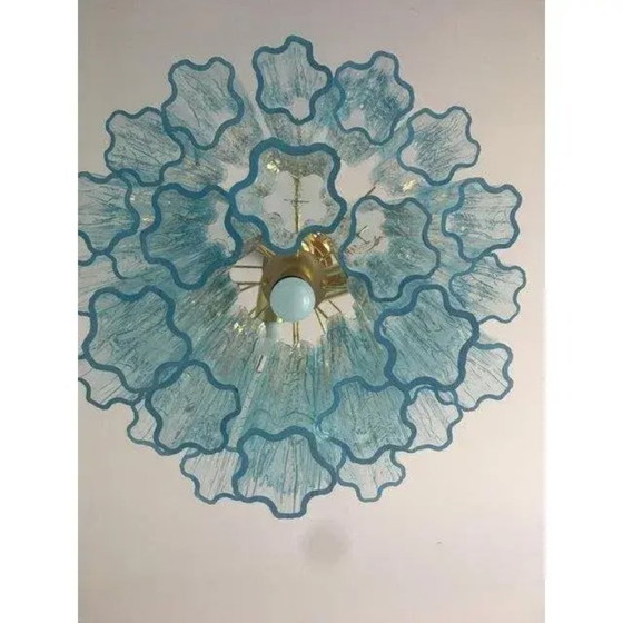Image 1 of Lampadari in vetro turchese in stile Murano contemporaneo - una coppia