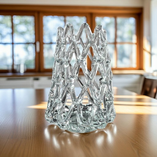 Vase en verre d'art de Murano, style Art déco, milieu du XXe siècle – Motif en cristal tressé