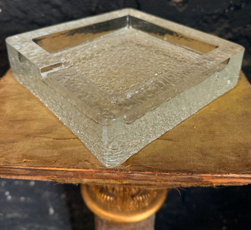 Large Vintage Pukeberg Sweden Ice Glass Ashtray Design Bowl – 16.8 cm