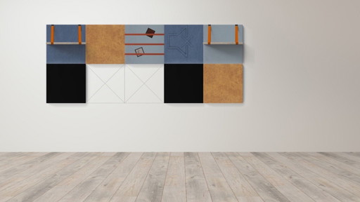 Paneles de pared Dock Four (8) con sistema de montaje y estantes.