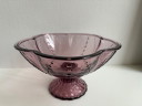 Vintage IKEA amethyst purple glass bowl on a stand