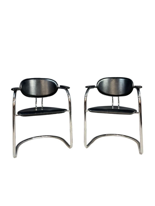 Paire de chaises chromées de style Bauhaus par Effezeta, Italie, années 1980