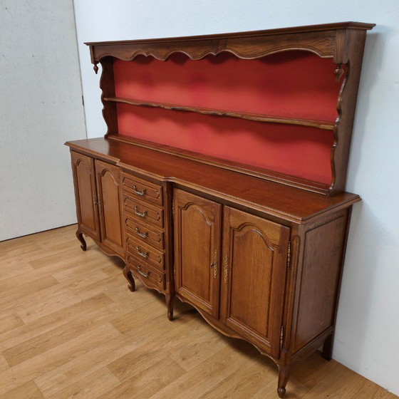 Image 1 of Vintage Louis XV dressoir wandkast buffetkast keukenkast met bordenrek 