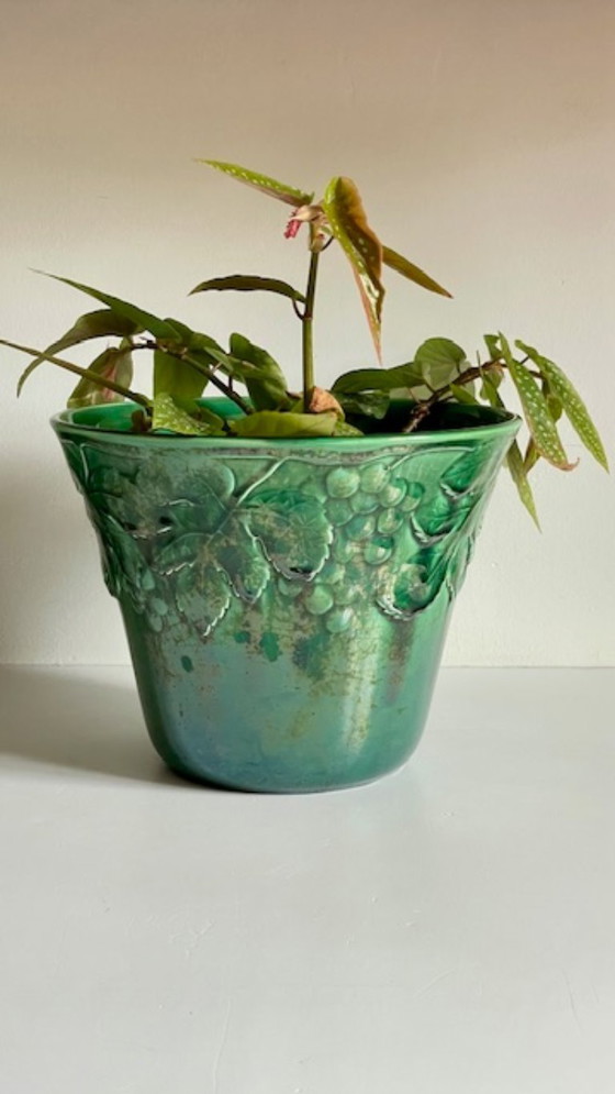 Image 1 of Cache-POT Barbotine GIEN France Vintage