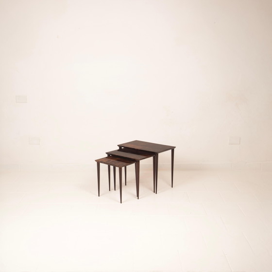 Aldo Tura Mid Century Parchment Nesting Tables Model 764 Tura Milano Italy 1950 – Side tables, Leather (photo 8 of 19)