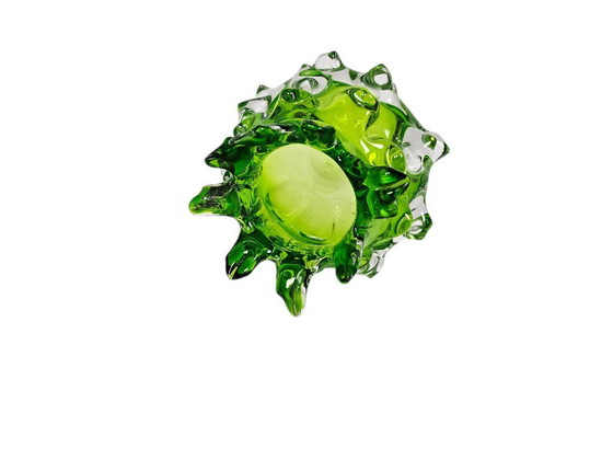 Image 1 of Jan Beranek – „Pickelvase“ – transparentes und grünes Glas – Tschechische Republik – 70er Jahre