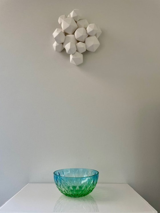 Image 1 of Glazen design schaal blauw groen verloop 23 cm