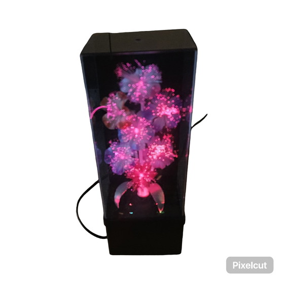 Image 1 of Vintage Fiber Optic Bloemenlamp met Muziekdoos – “Raindrops Keep Fallin’ on My Head” – Jaren 80 – Made in Taiwan