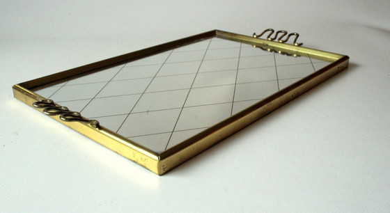 Image 1 of Vassoio a specchio - ottone - vassoio da portata degli anni '50