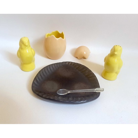 Image 1 of Vintage ceramic salt, pepper and mustard server, 1960