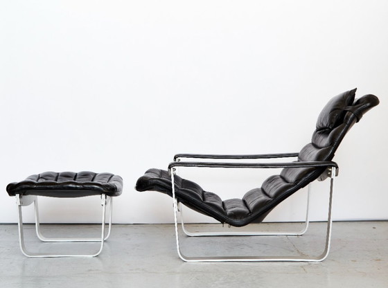 Image 1 of Fauteuil lounge et ottoman Ilmari Lappalainen "Pulkka" pour ASKO