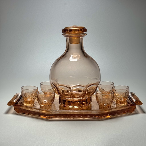 Französisches Likörset im Art-Deco-Stil, 1930er Jahre