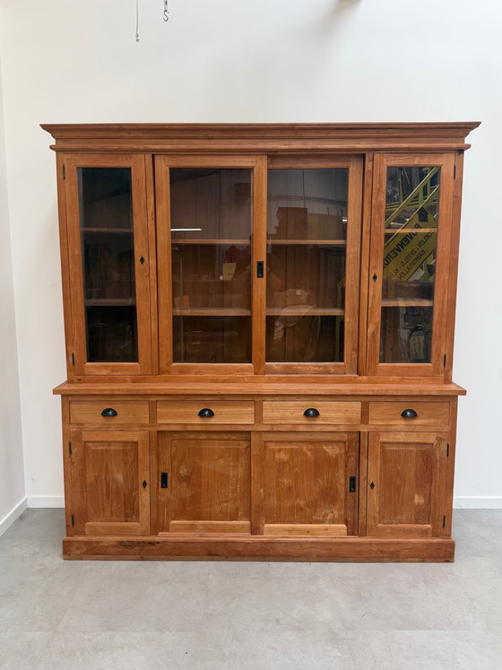 Image 1 of Large Solid Teak Display Cabinet / Hutch – 220 cm