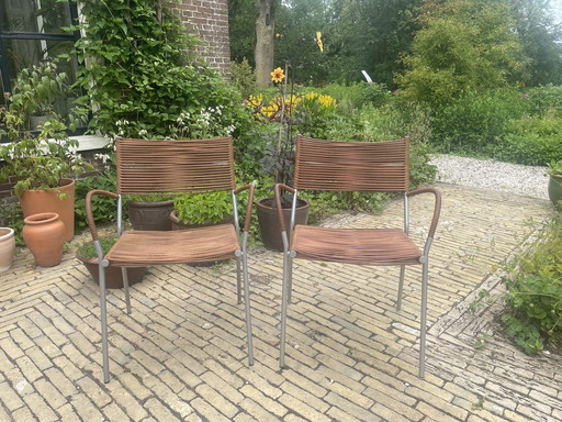 2 x Tito Agnoli Set of 2 Leather "Mis B2 RVS" Armchairs for Pierantonio Bonacina