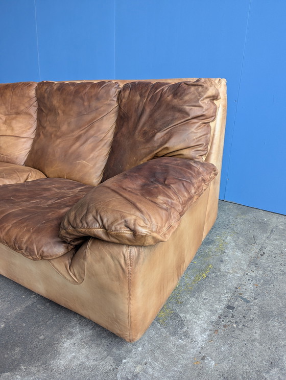 Image 1 of Vintage Italiaanse leren 2zits bank, Brunati 1970s 