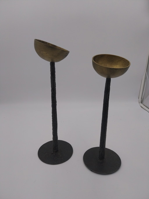 1 x set of brutalist style candle holders
