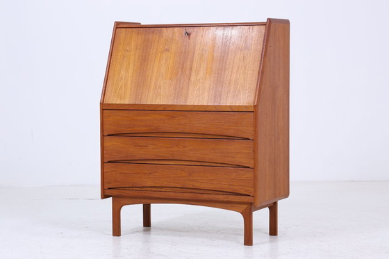 Image 1 of Secrétaire vintage en teck de Bernhard Pedersen & Søn années 60 | Mid Century Bureau Armoire Rétro Bois Rangement #06-13