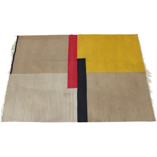 Vintage wool abstract rug, Czechoslovakia 1960s