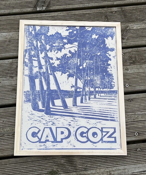 Linosnede op natuurpapier 40x30cm