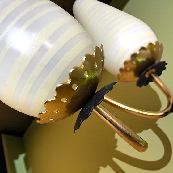 Image 1 of Applique da parete doppia in vetro e ottone Mid-Century Modern, anni '50-'60