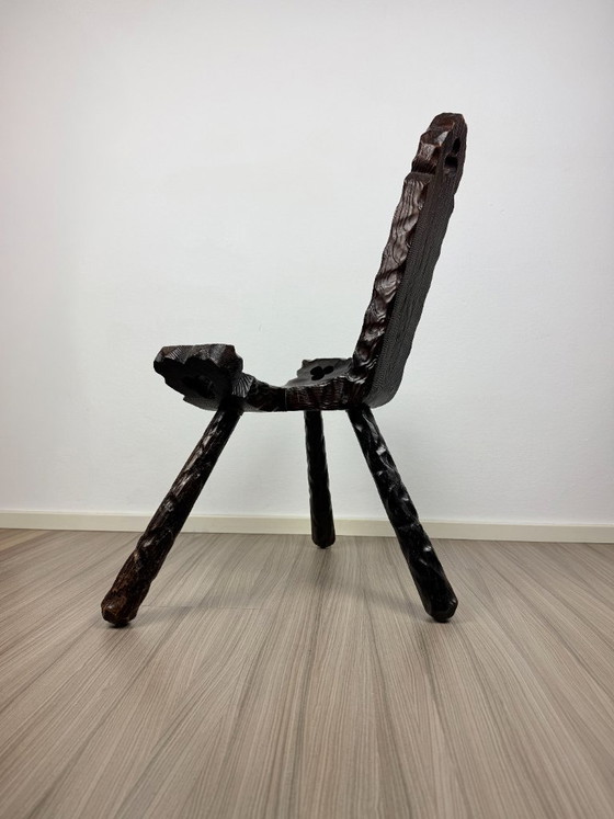 Pair of Antique Rustic Carved Wooden Chairs – Chairs and lounge chairs (photo 5 of 10)