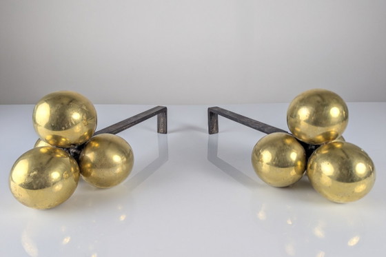Image 1 of Alari in bronzo e ferro battuto di Jacques Adnet, anni '30