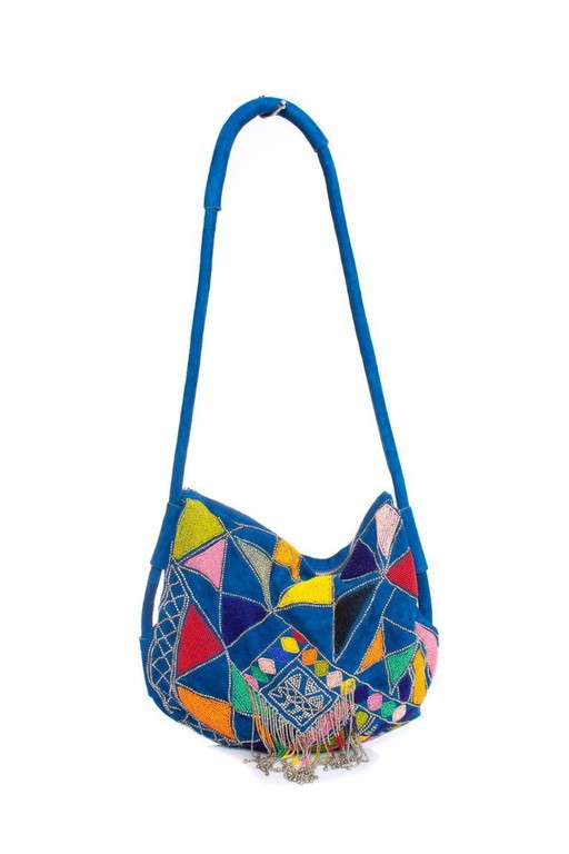 Borsa a tracolla Pucci in pelle scamosciata blu