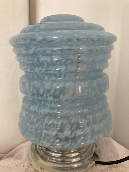 Vintage 1960s Clichy Blue Glass Table or Hanging Lamp