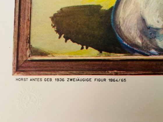 Image 1 of Horst Antes: "Zweiäugige Figur, 1965". Seltener Kunstdruck, antiquarischer Lichtdruck in ausgezeichnetem Zustand.